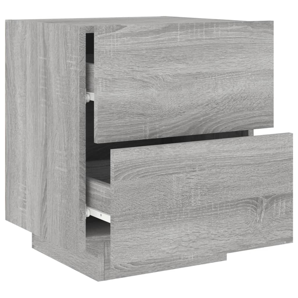 Nattbord Sengbord Sonoma Grå med LED