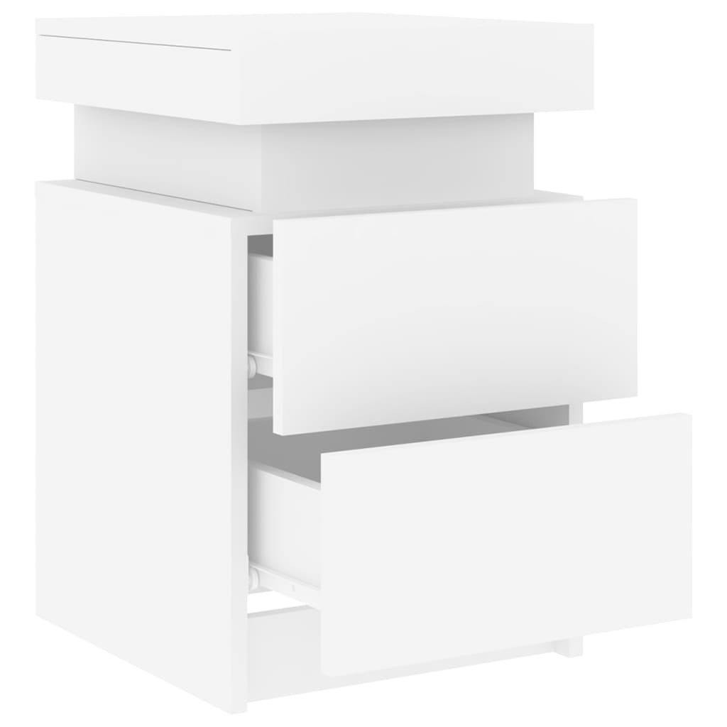 Nattbord Sengbord Hvit med LED 35x39x55 cm
