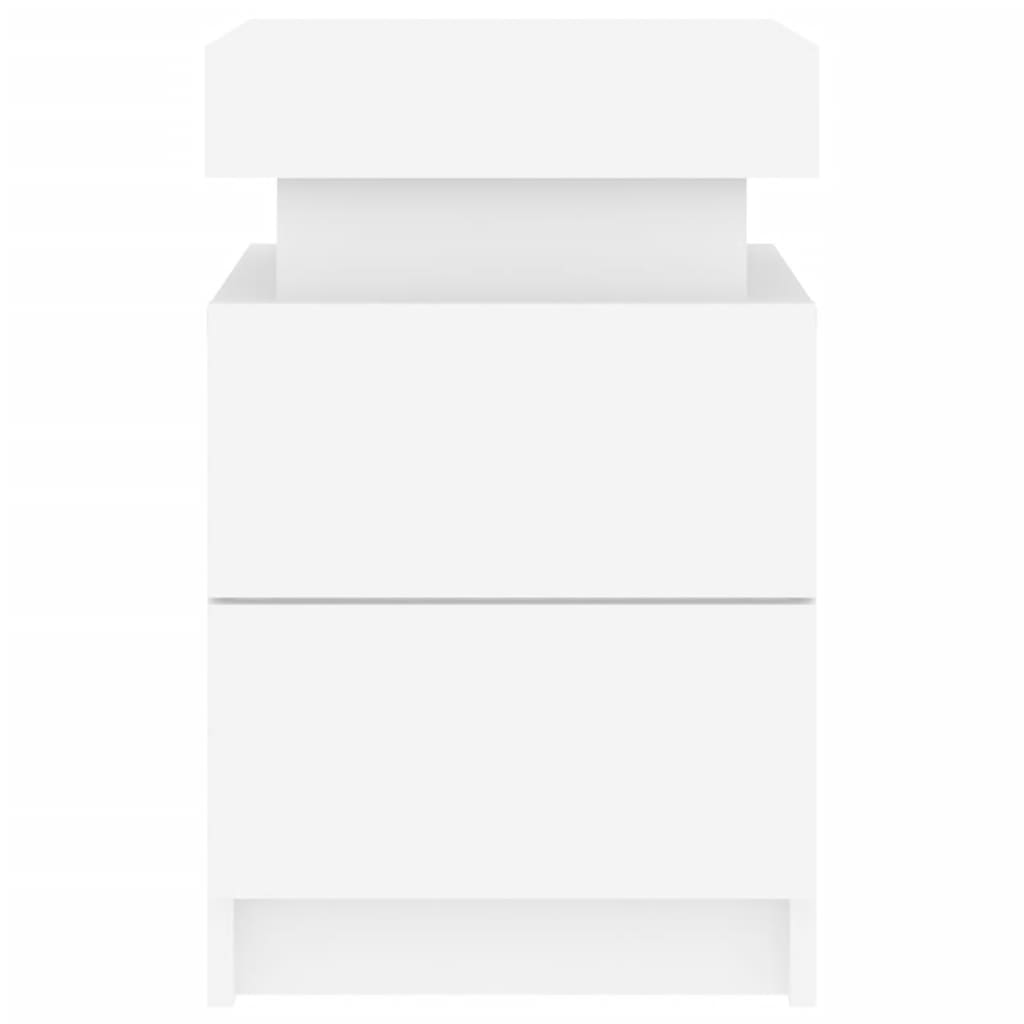 Nattbord Sengbord Hvit med LED 35x39x55 cm