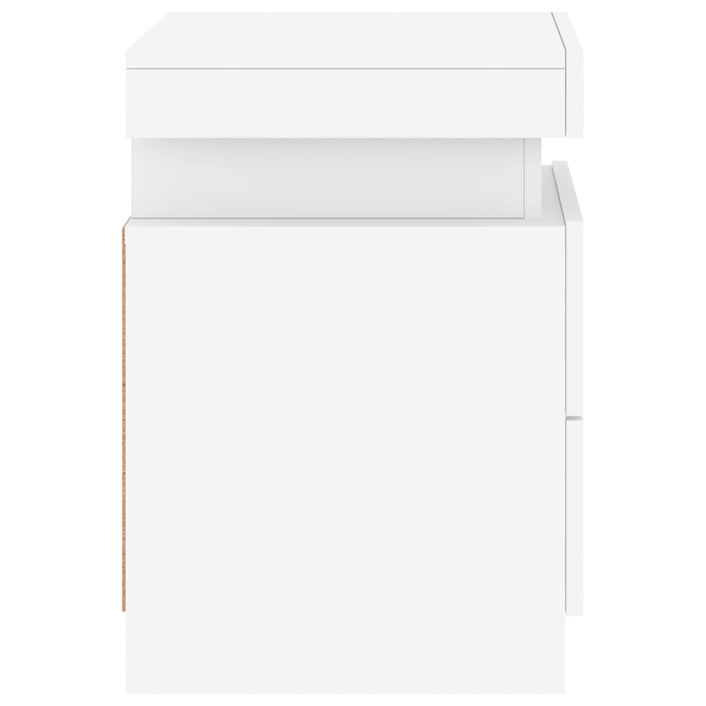 Nattbord Sengbord Hvit med LED 35x39x55 cm