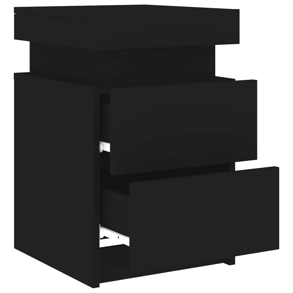 Nattbord Sengbord Svart med LED 35x39x55 cm
