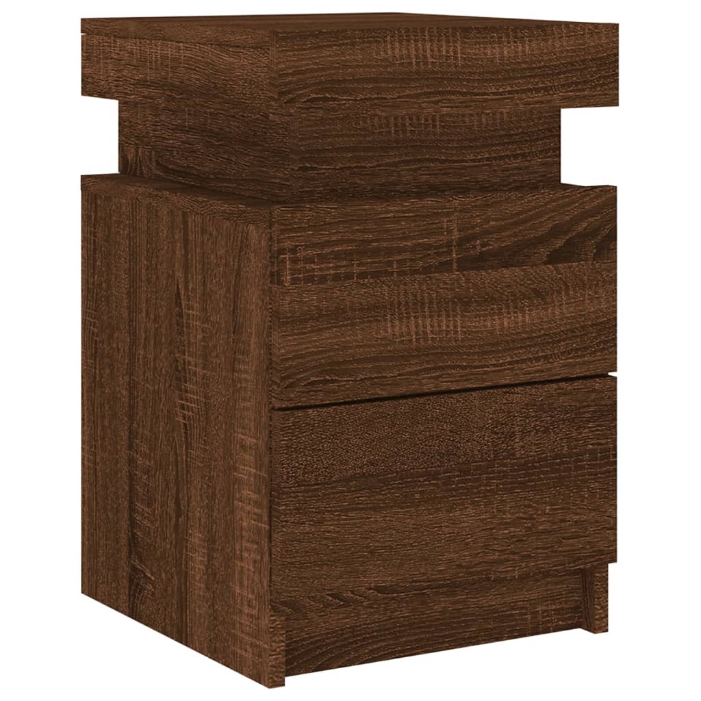 Nattbord Sengbord Brun Eik med LED 35x39x55 cm