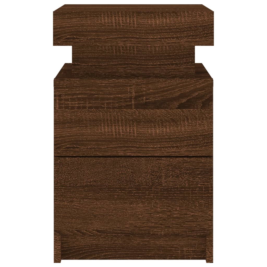 Nattbord Sengbord Brun Eik med LED 35x39x55 cm