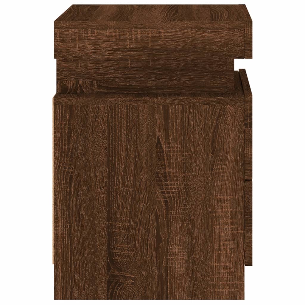 Nattbord Sengbord Brun Eik med LED 35x39x55 cm