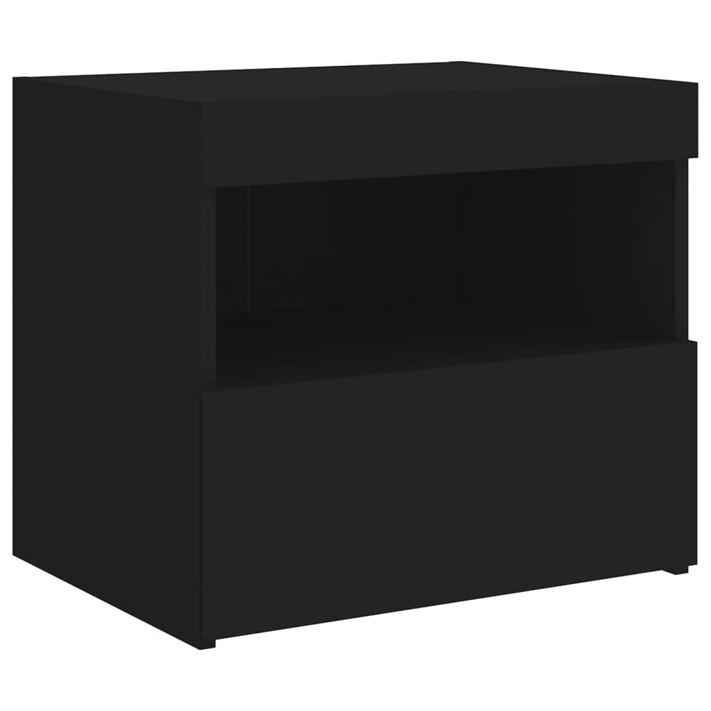 Nattbord Sengbord Svart med LED 50x40x45 cm