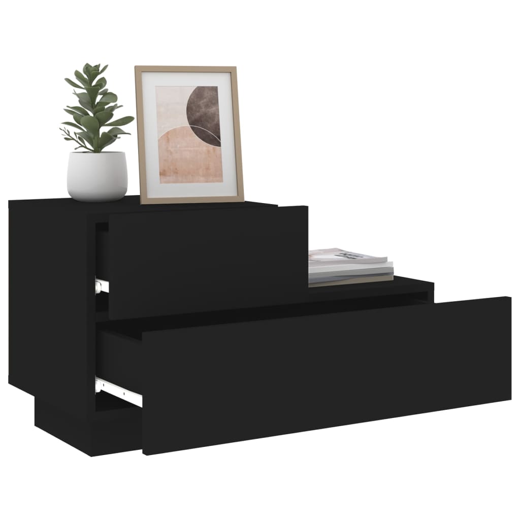 Nattbord Sengbord Svart med LED 70x36x40,5 cm