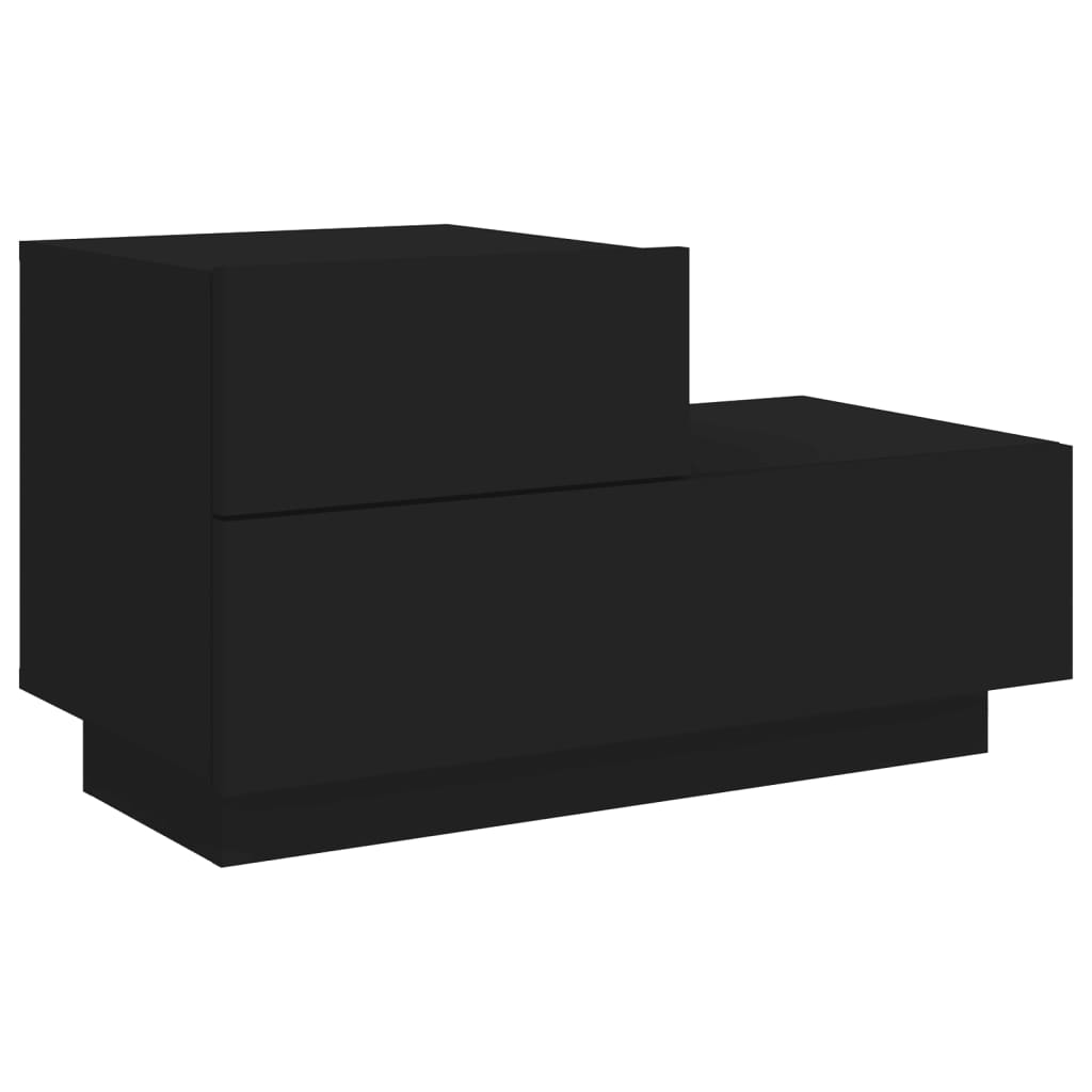 Nattbord Sengbord Svart med LED 70x36x40,5 cm