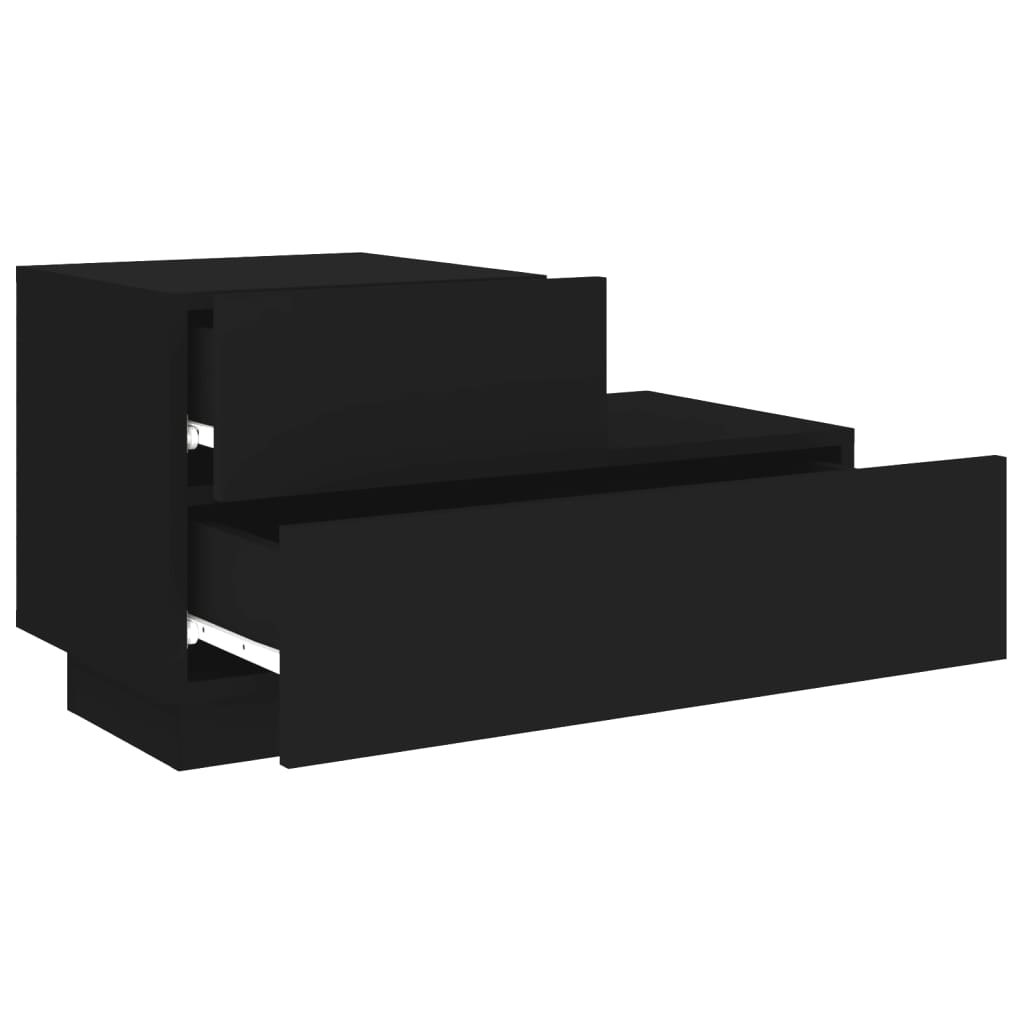 Nattbord Sengbord Svart med LED 70x36x40,5 cm