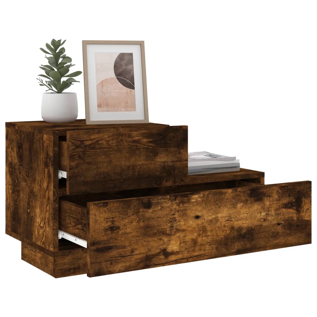 Nattbord Sengbord Røkt Eik med LED 70x36x40,5 cm