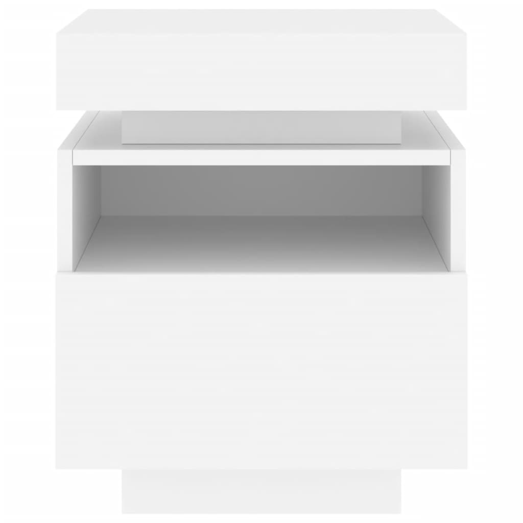 Nattbord Sengbord Hvit med LED 40x39x48,5 cm