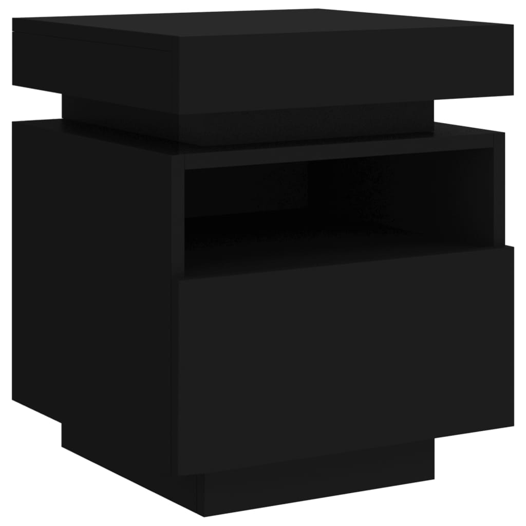 Nattbord Sengbord Svart med LED 40x39x48,5 cm