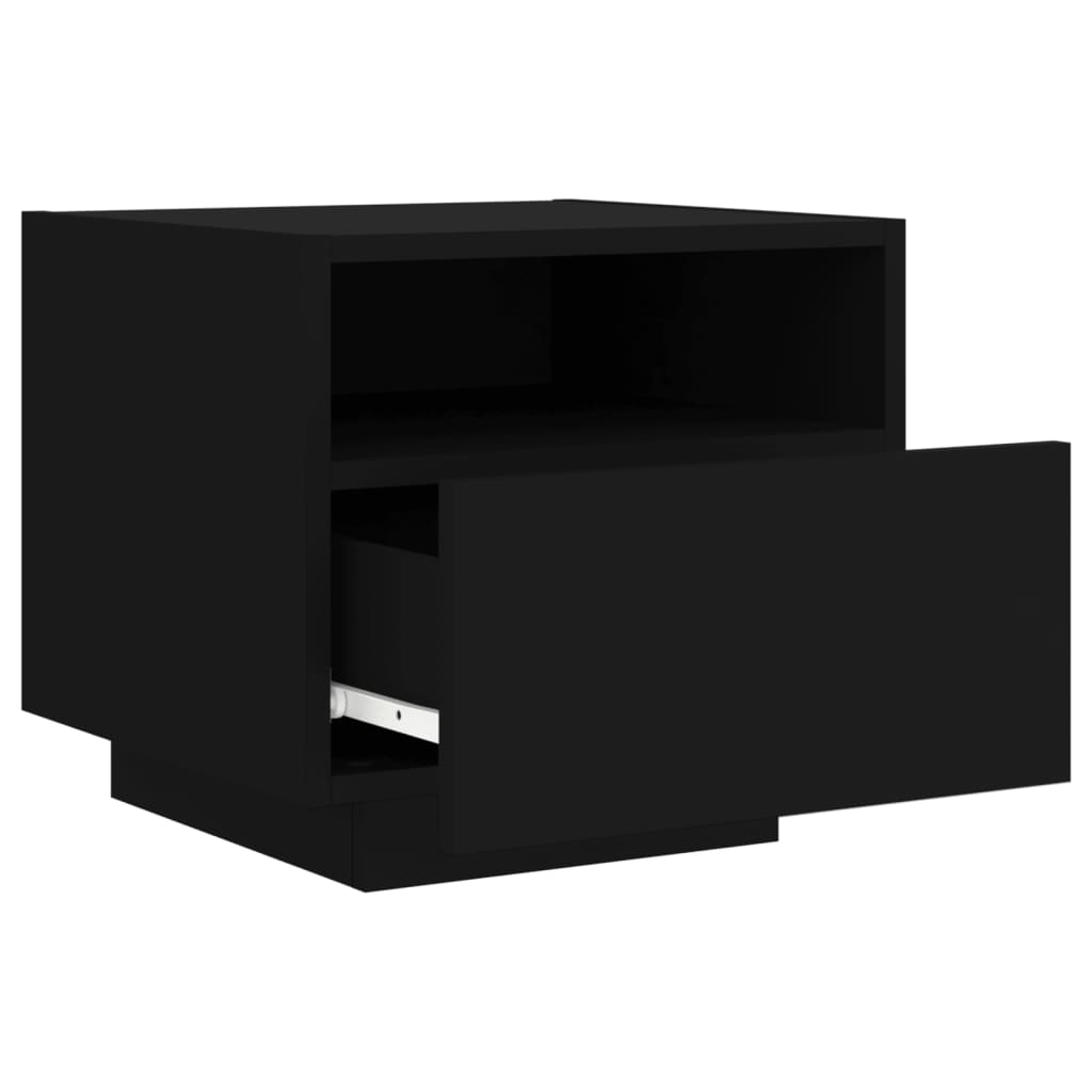 Nattbord Sengbord Svart med LED 40x39x37 cm
