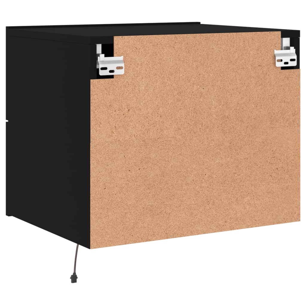 Nattbord Sengbord Svart med LED-lys