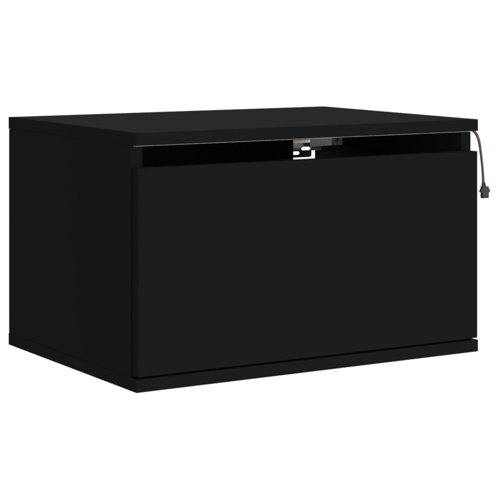 Nattbord Sengbord Svart med LED-lys