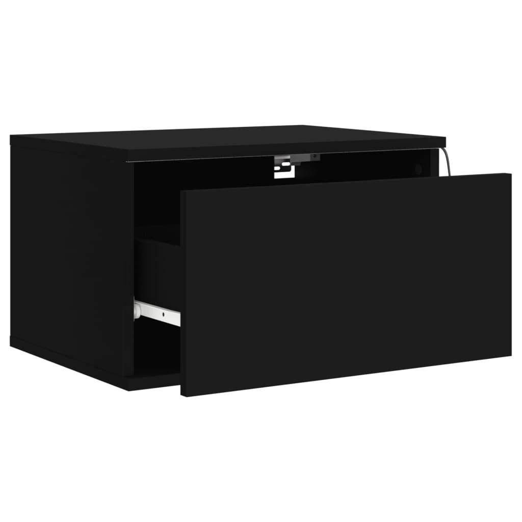 Nattbord Sengbord Svart med LED-lys