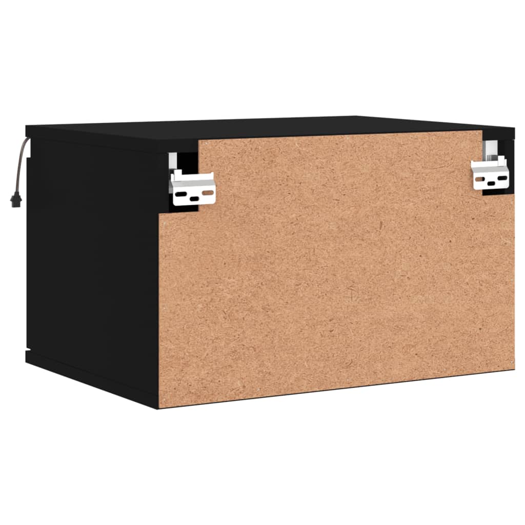 Nattbord Sengbord Svart med LED-lys