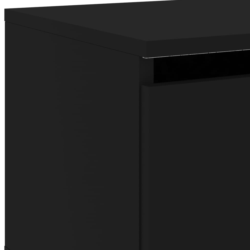 Nattbord Sengbord Svart med LED-lys