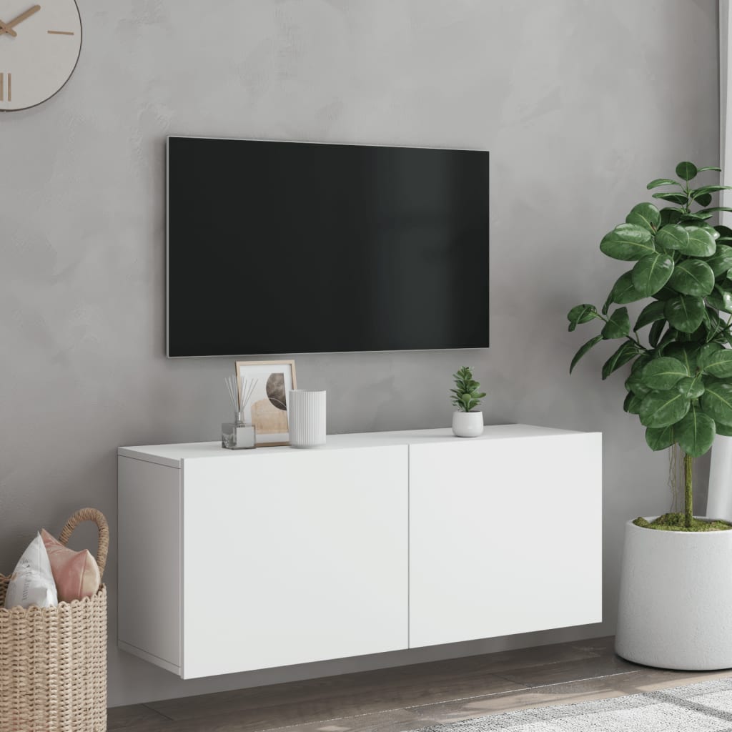 TV-Møbel Hvit Vegghengt TV-benk 100x30x41 cm