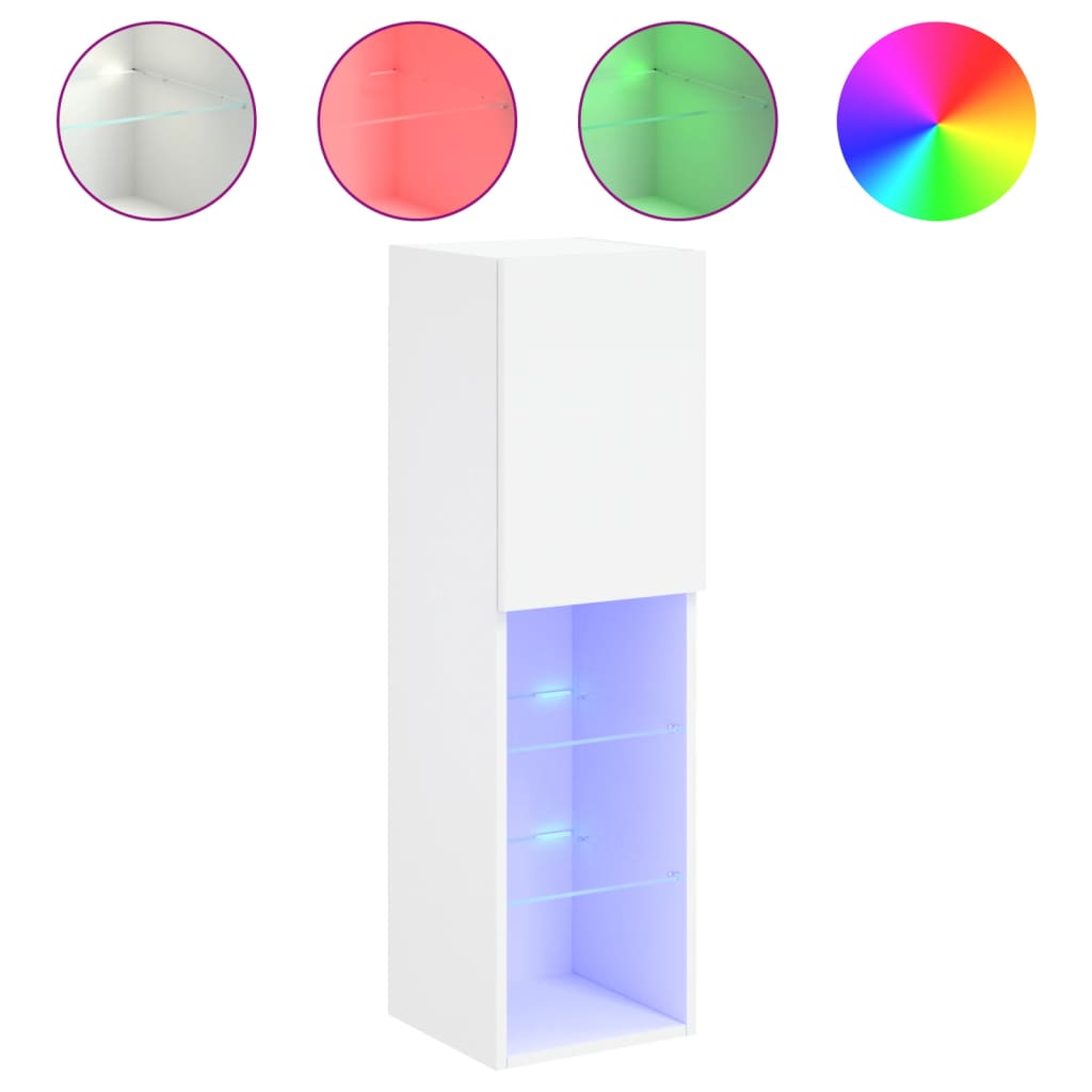 TV-Møbel Hvit Tv-benk med LED-lys 30,5x30x102 cm