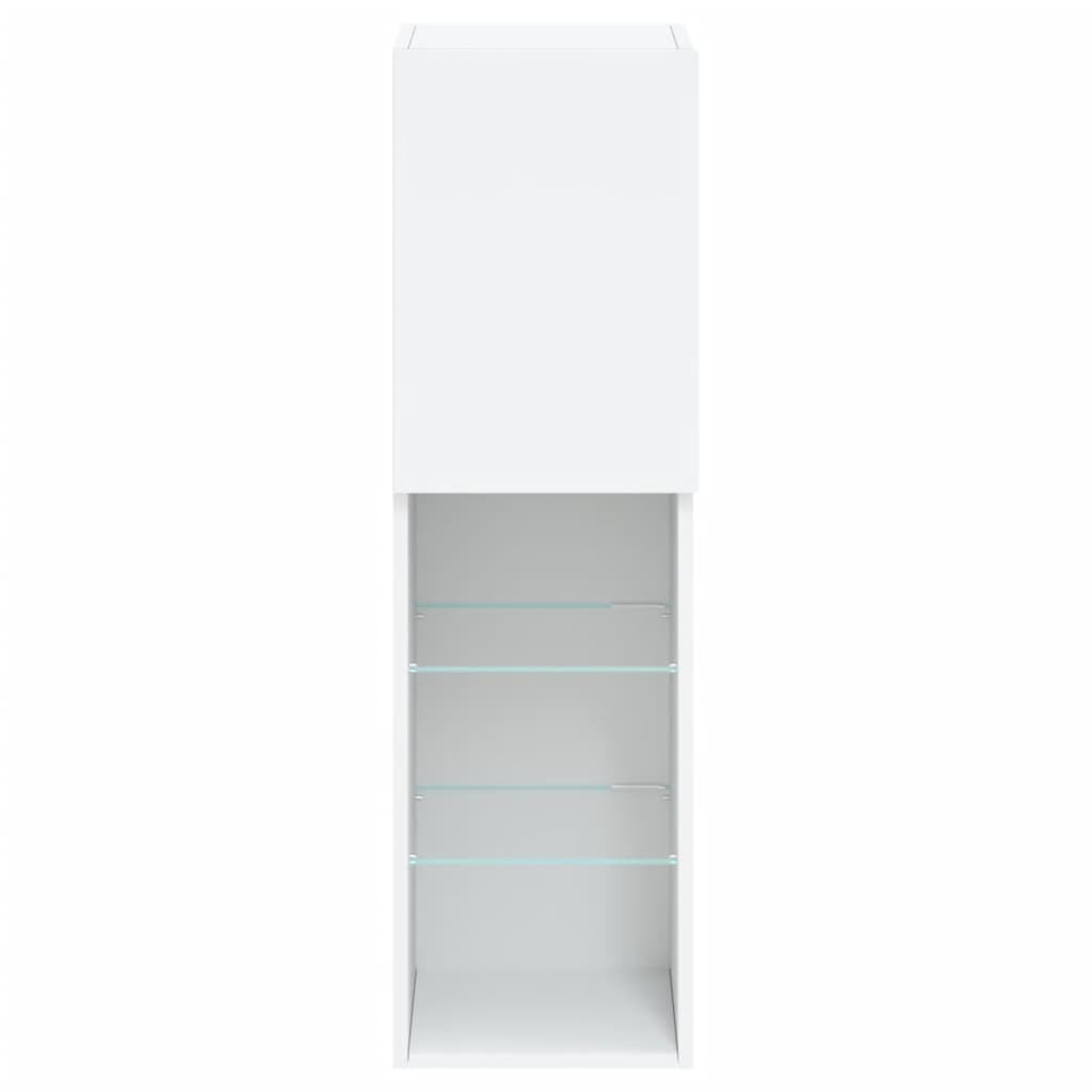 TV-Møbel Hvit Tv-benk med LED-lys 30,5x30x102 cm