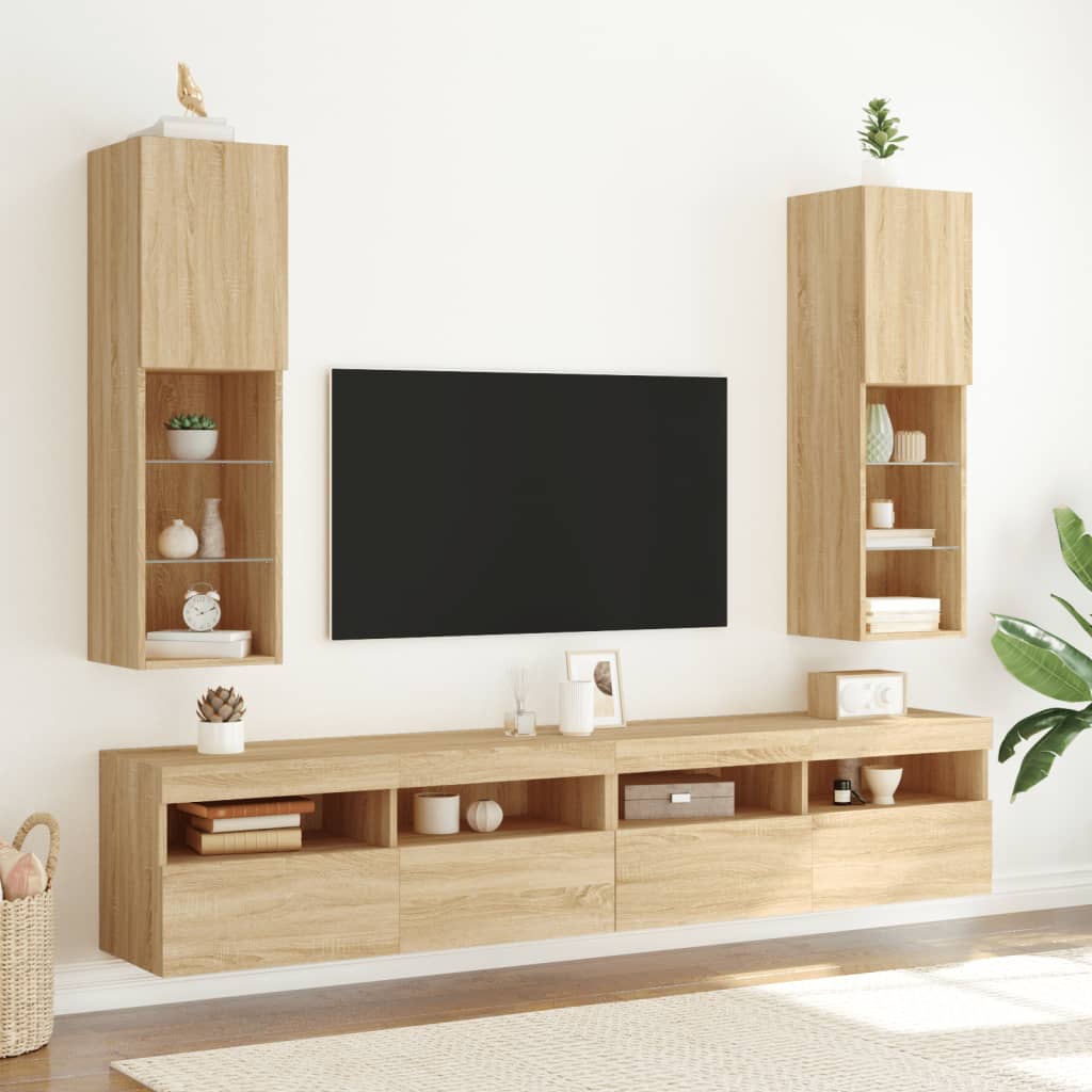 TV-Møbel Sonoma Eik TV-benk med LED-lys 30,5x30x102 cm