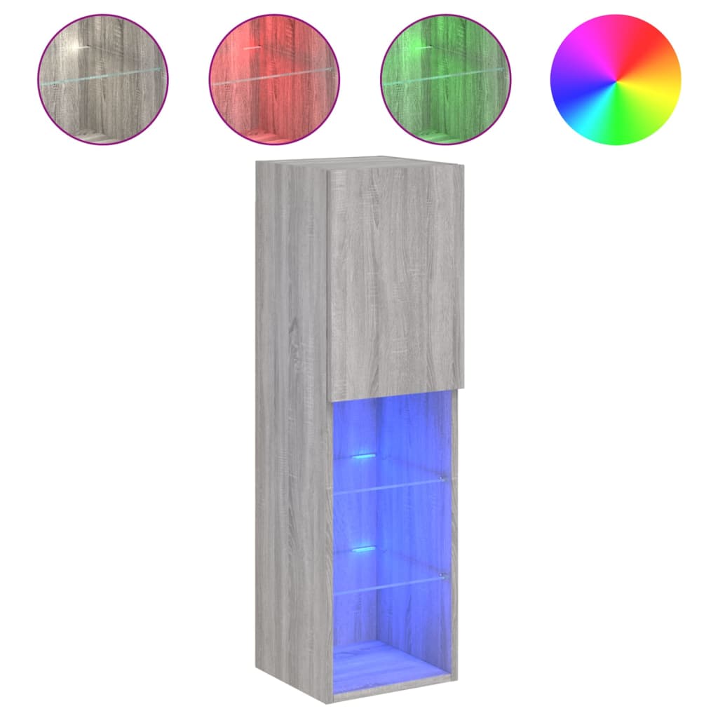 TV-Møbel Sonoma Grå TV-benk med LED-lys 30,5x30x102 cm