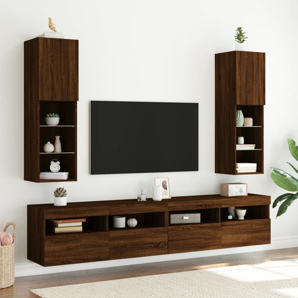 TV-Møbel Brun Eik Tv-benk med LED-lys 30,5x30x102 cm