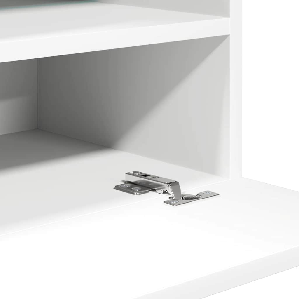 Vegghengte skap med LED-lys for TV 2 stk hvit 40x30x60,5 cm