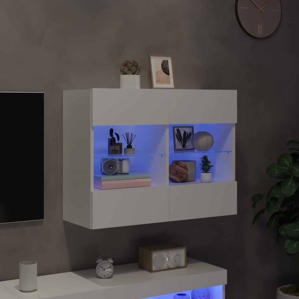 TV-Møbel Hvit TV-benk med LED 78,5x30x60,5 cm