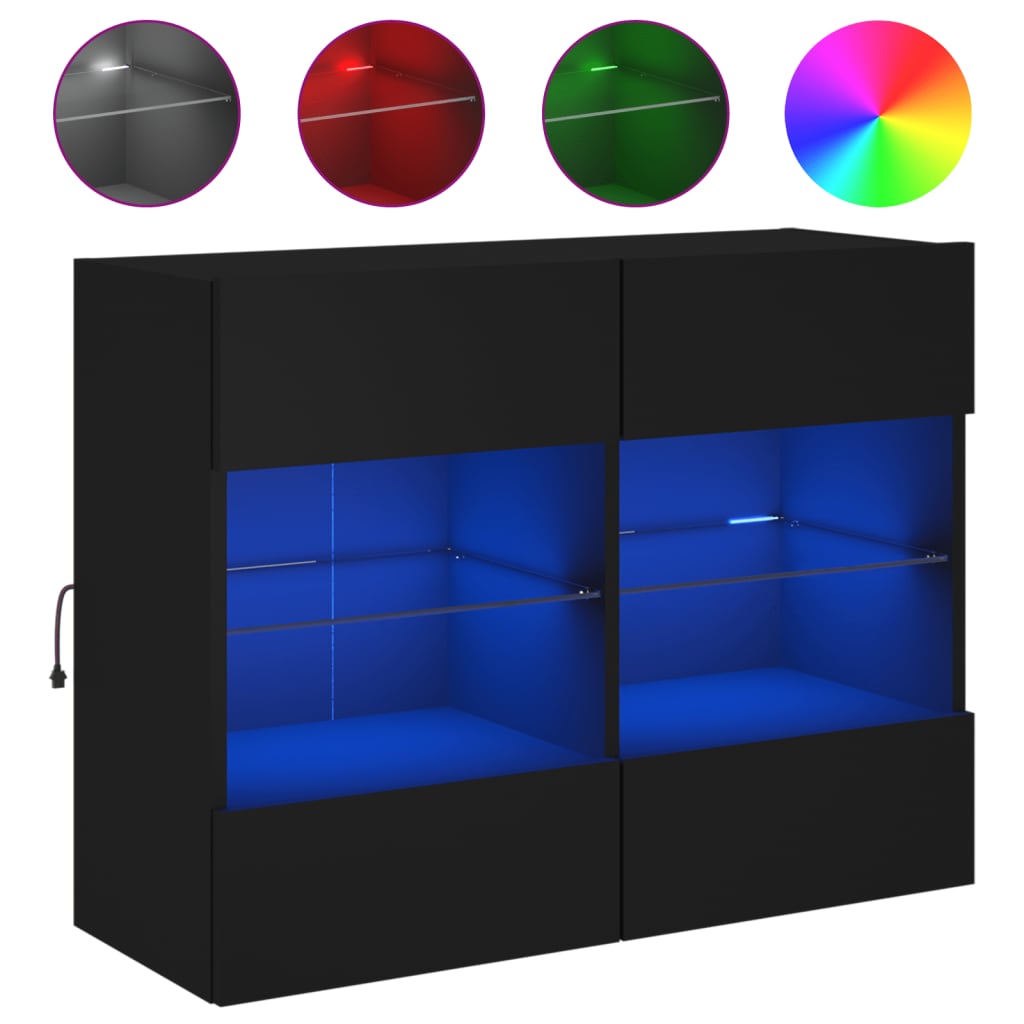 TV-Møbel Svart TV-benk med LED 78,5x30x60,5 cm