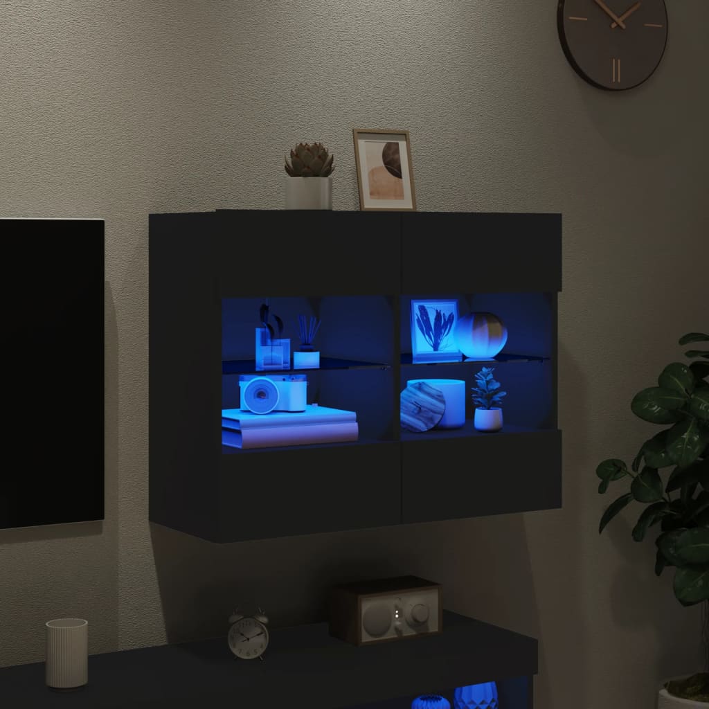 TV-Møbel Svart TV-benk med LED 78,5x30x60,5 cm