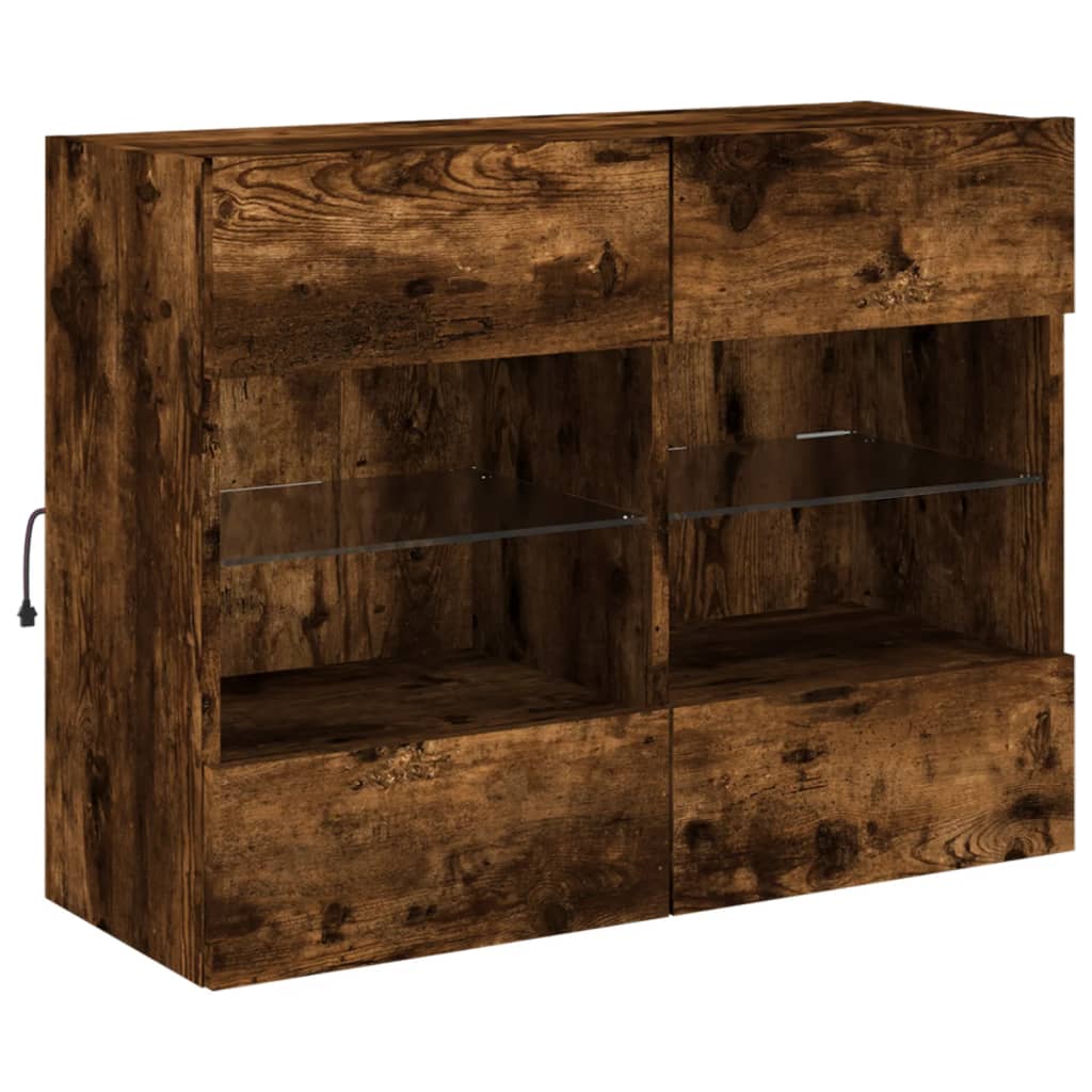 TV-Møbel Røkt EikTV-benk med LED-lys 78,5x30x60,5 cm