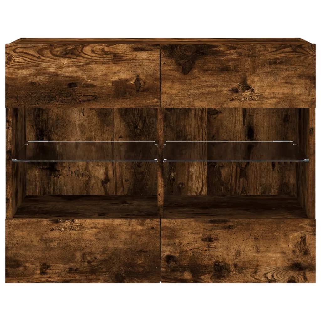 TV-Møbel Røkt EikTV-benk med LED-lys 78,5x30x60,5 cm