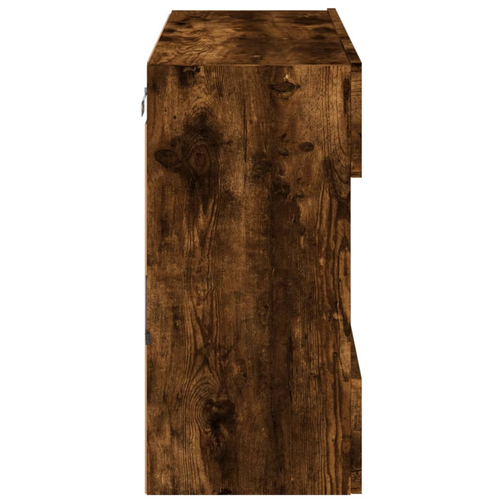 TV-Møbel Røkt EikTV-benk med LED-lys 78,5x30x60,5 cm