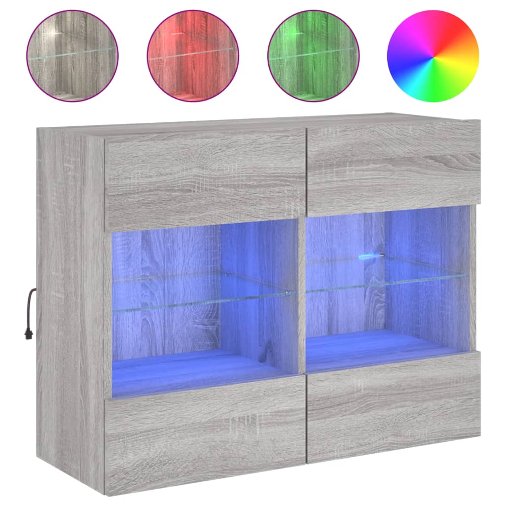 TV-Møbel Sonoma Grå TV-benk med LED 78,5x30x60,5 cm