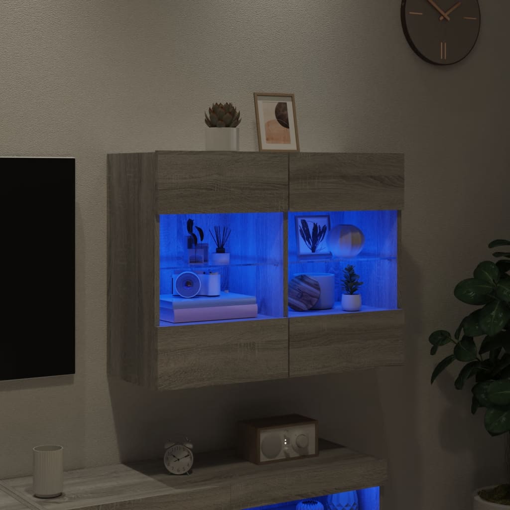 TV-Møbel Sonoma Grå TV-benk med LED 78,5x30x60,5 cm