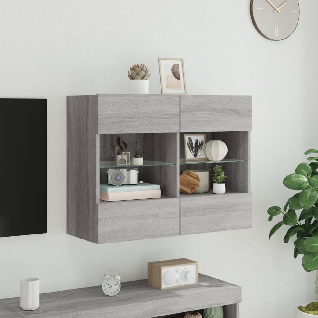 TV-Møbel Sonoma Grå TV-benk med LED 78,5x30x60,5 cm