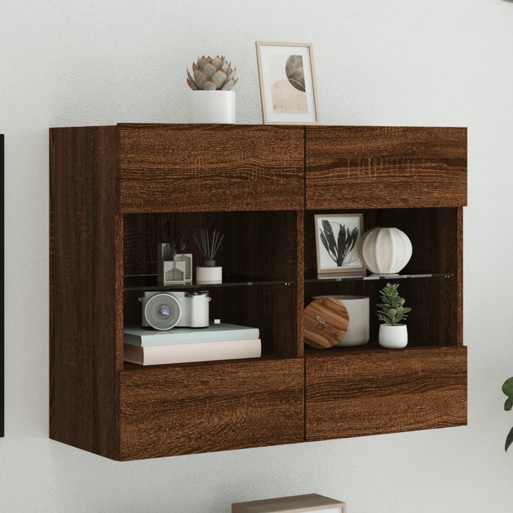 TV-Møbel Brun Eik TV-benk med LED-lys 78,5x30x60,5 cm