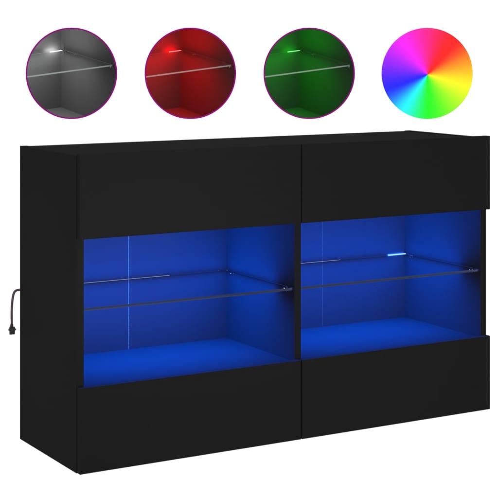 TV-Møbel Svart Vegghengt TV-benk med LED 98,5x30x60,5 cm