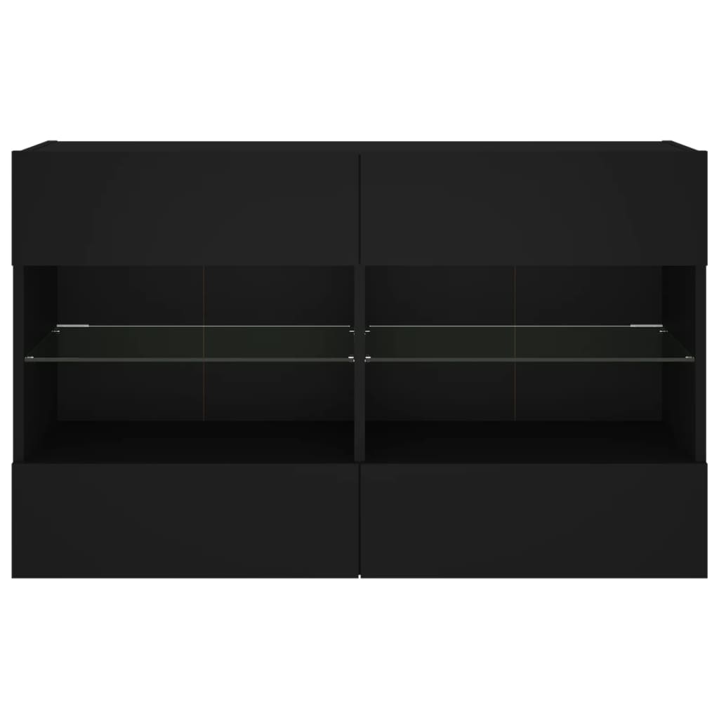 TV-Møbel Svart Vegghengt TV-benk med LED 98,5x30x60,5 cm