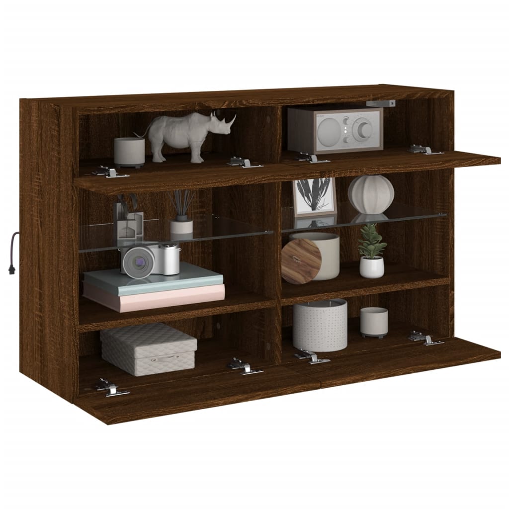 TV-Møbel Brun Eik TV-benk med LED-lys 98,5x30x60,5 cm