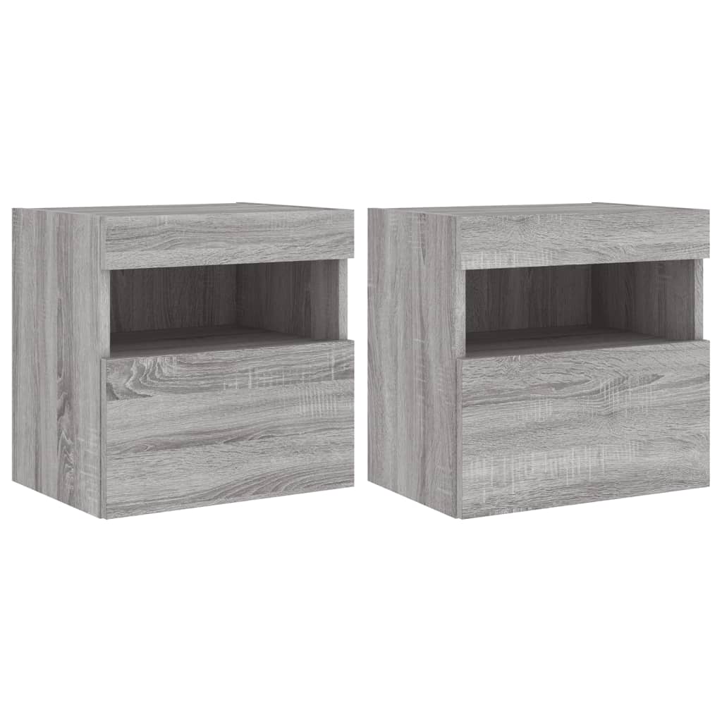 TV-Møbel Sonoma Grå Tv-benker med LED-lys 2 stk 40x30x40 cm