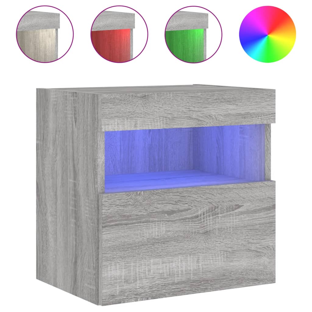TV-Møbel Sonoma Grå Tv-benker med LED-lys 2 stk 40x30x40 cm