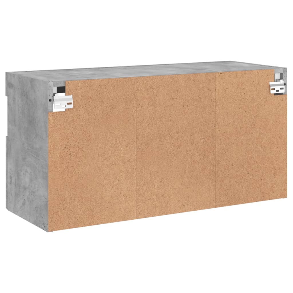 TV-Møbel Betonggrå Vegghengt TV-benk med LED-lys 80x30x40 cm