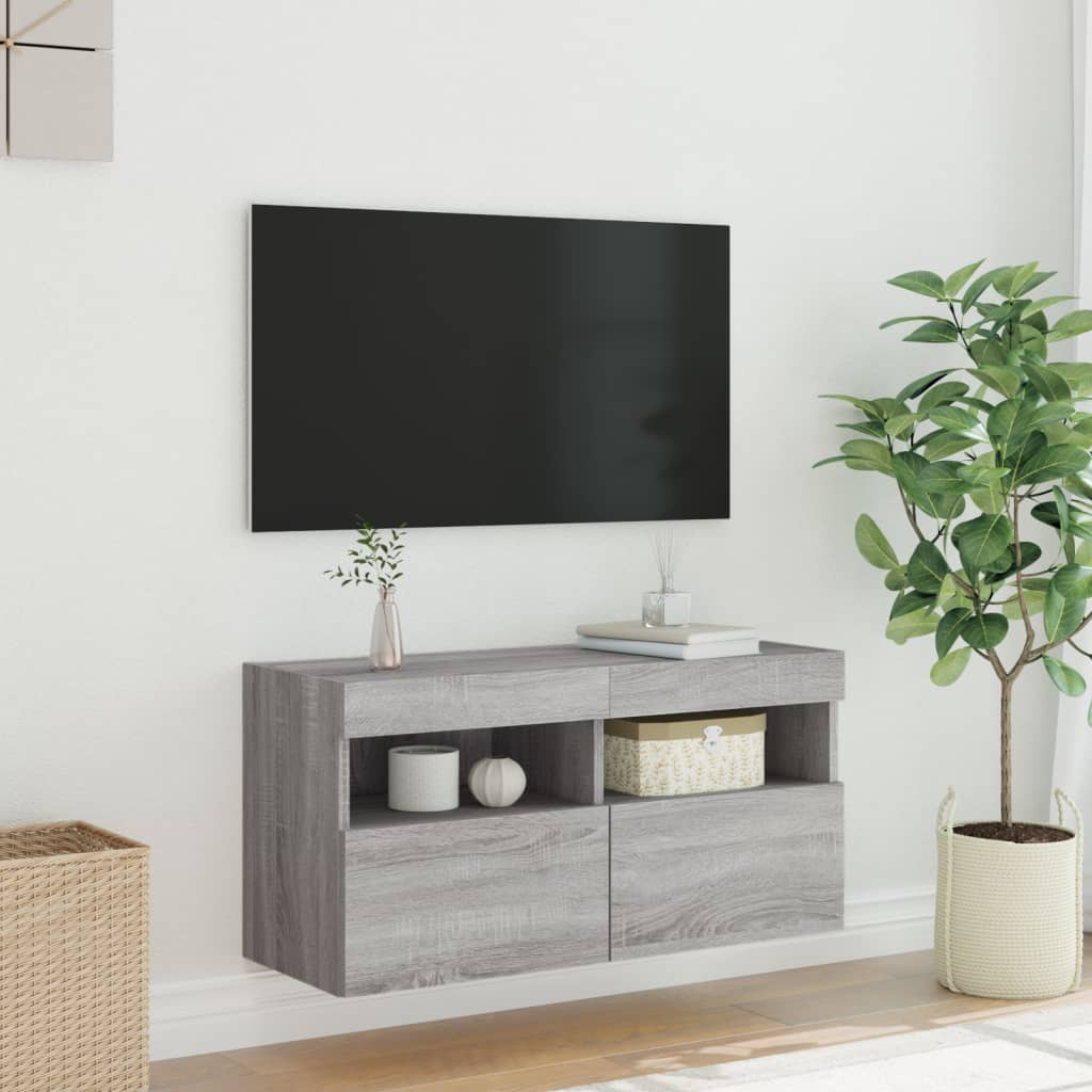 TV-Møbel Sonoma Grå Tv-benk med LED 80x30x40 cm