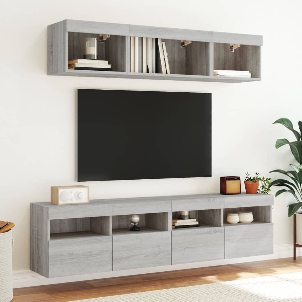 TV-Møbel Sonoma Grå Tv-benk med LED 80x30x40 cm
