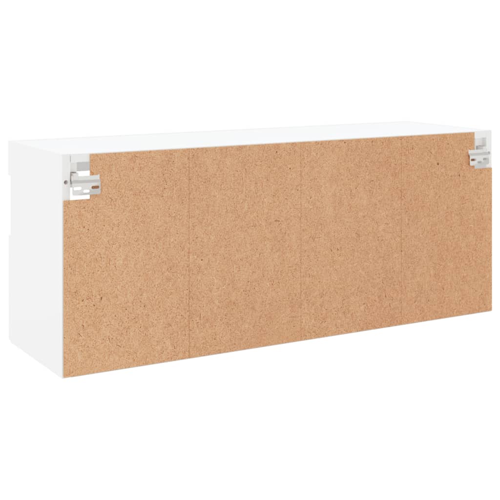 Vegghengt TV-benk med LED hvit 100x30x40 cm