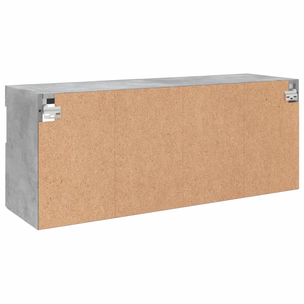 TV-Møbel Betonggrå Vegghengt TV-benk med LED-lys 100x30x40 cm