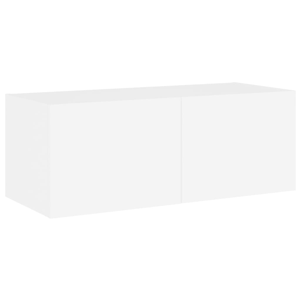 TV-Møbel Hvit Tv-benk med LED 80x35x31 cm