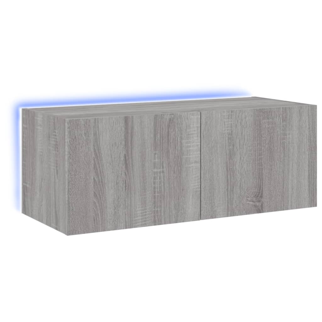 TV-Møbel Sonoma Grå Tv-benk med LED 80x35x31 cm
